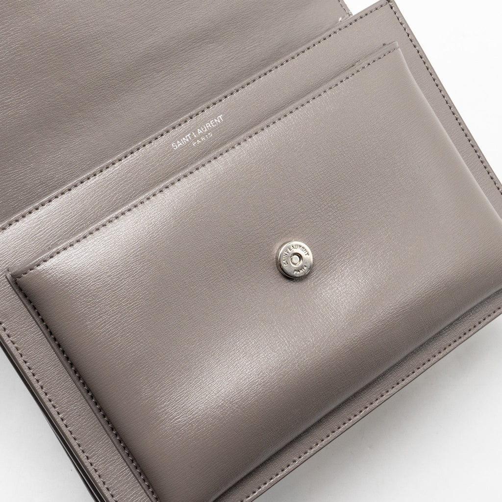 SAINT LAURENT / YSL MEDIUM SUNSET BAG CALFSKIN GREY SHW