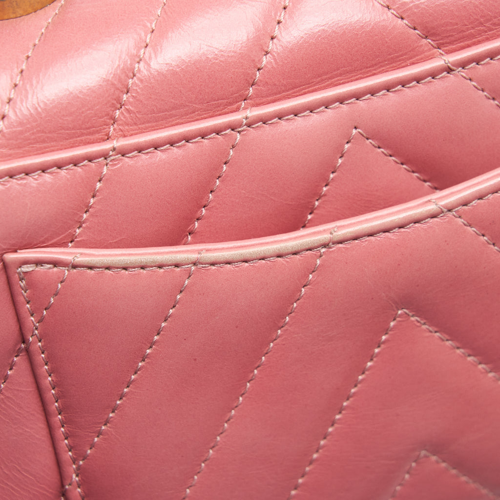 CHANEL SMALL COCO HANDLE CHEVRON CALFSKIN WITH LIZARD HANDLE PINK GHW