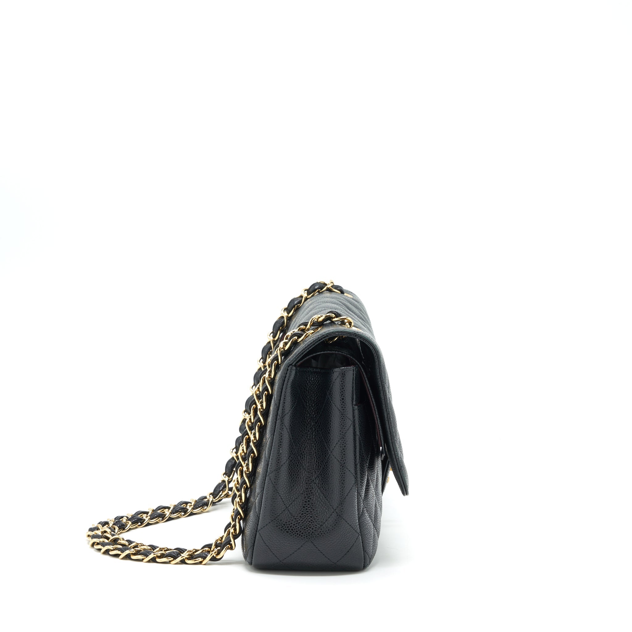 CHANEL CLASSIC JUMBO DOUBLE FLAP BAG CAVIAR BLACK LGHW