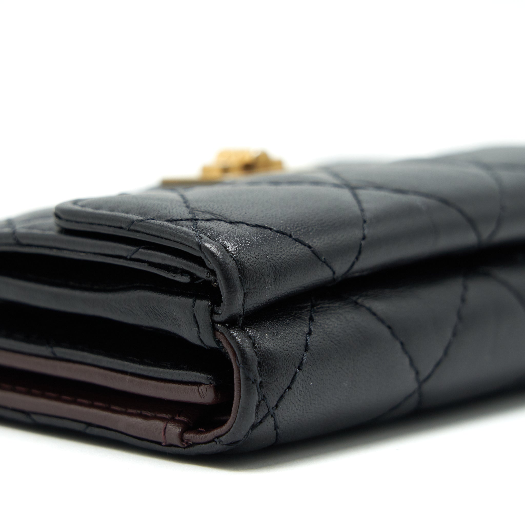 CHANEL 2.55 SMALL COMPACT WALLET BLACK GHW