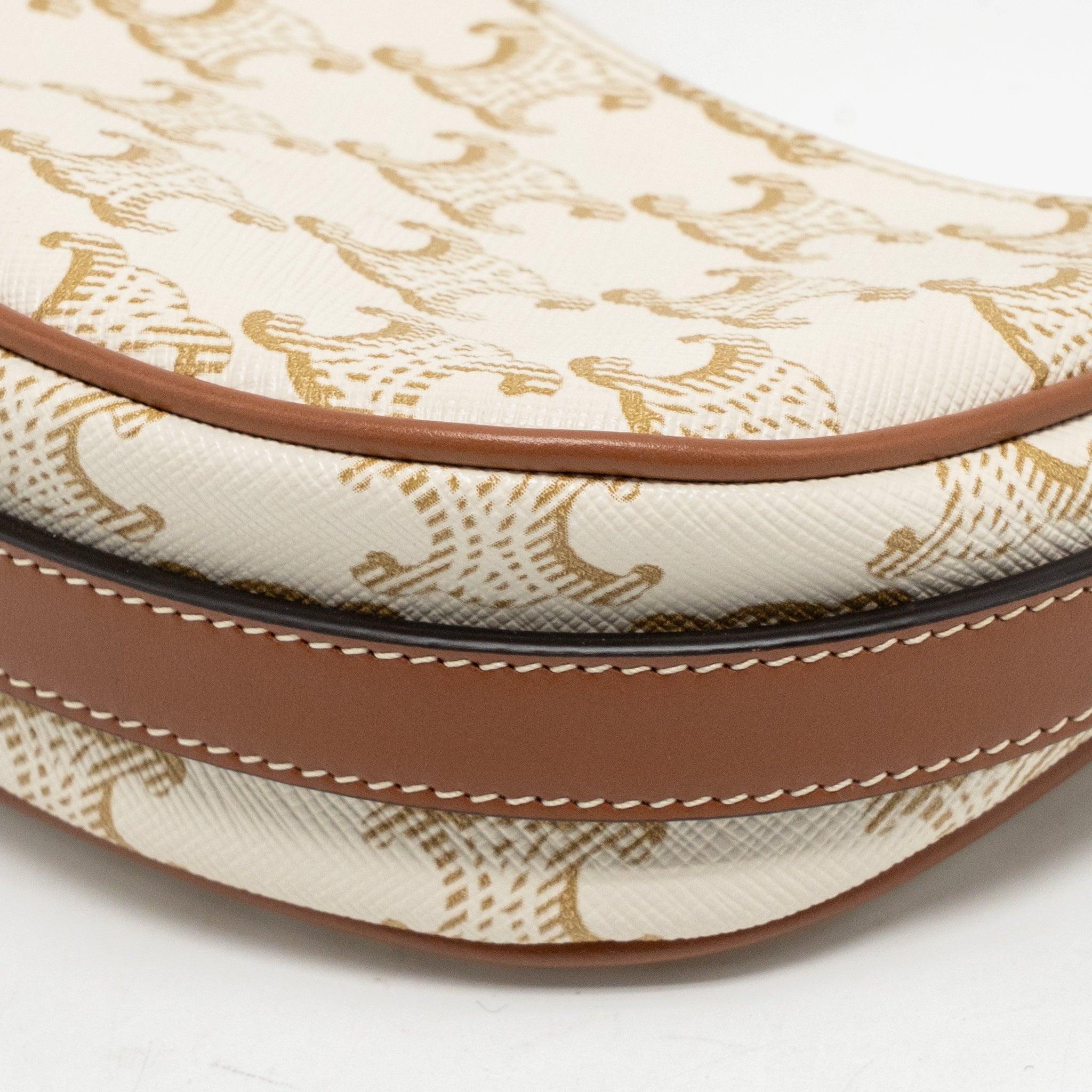 CELINE MINI AVA BAG TRIOMPHE CANVAS/CALFSKIN WHITE/BROWN GHW