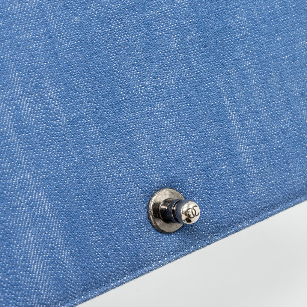 CHANEL MEDIUM BOY BAG DENIM BLUE RUTHENIUM SILVER HARDWARE