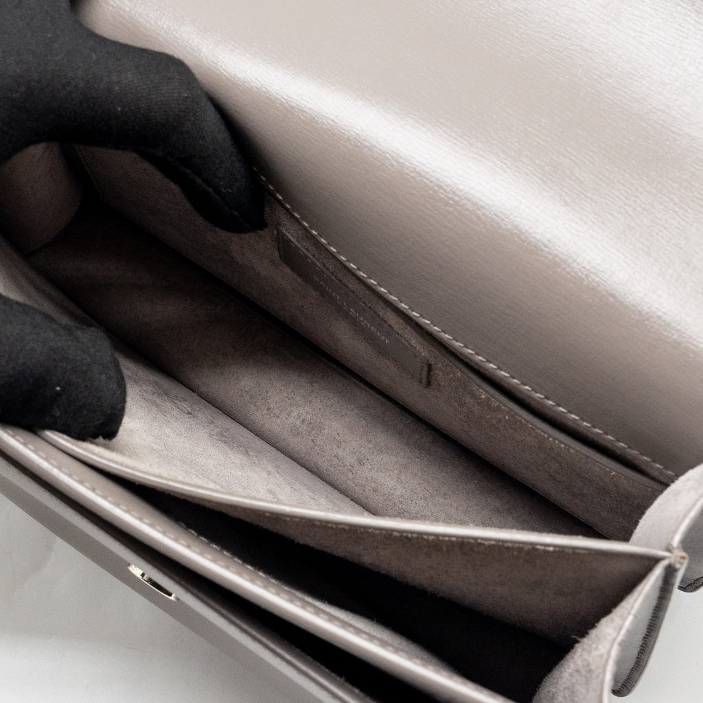 SAINT LAURENT / YSL MEDIUM SUNSET BAG CALFSKIN GREY SHW