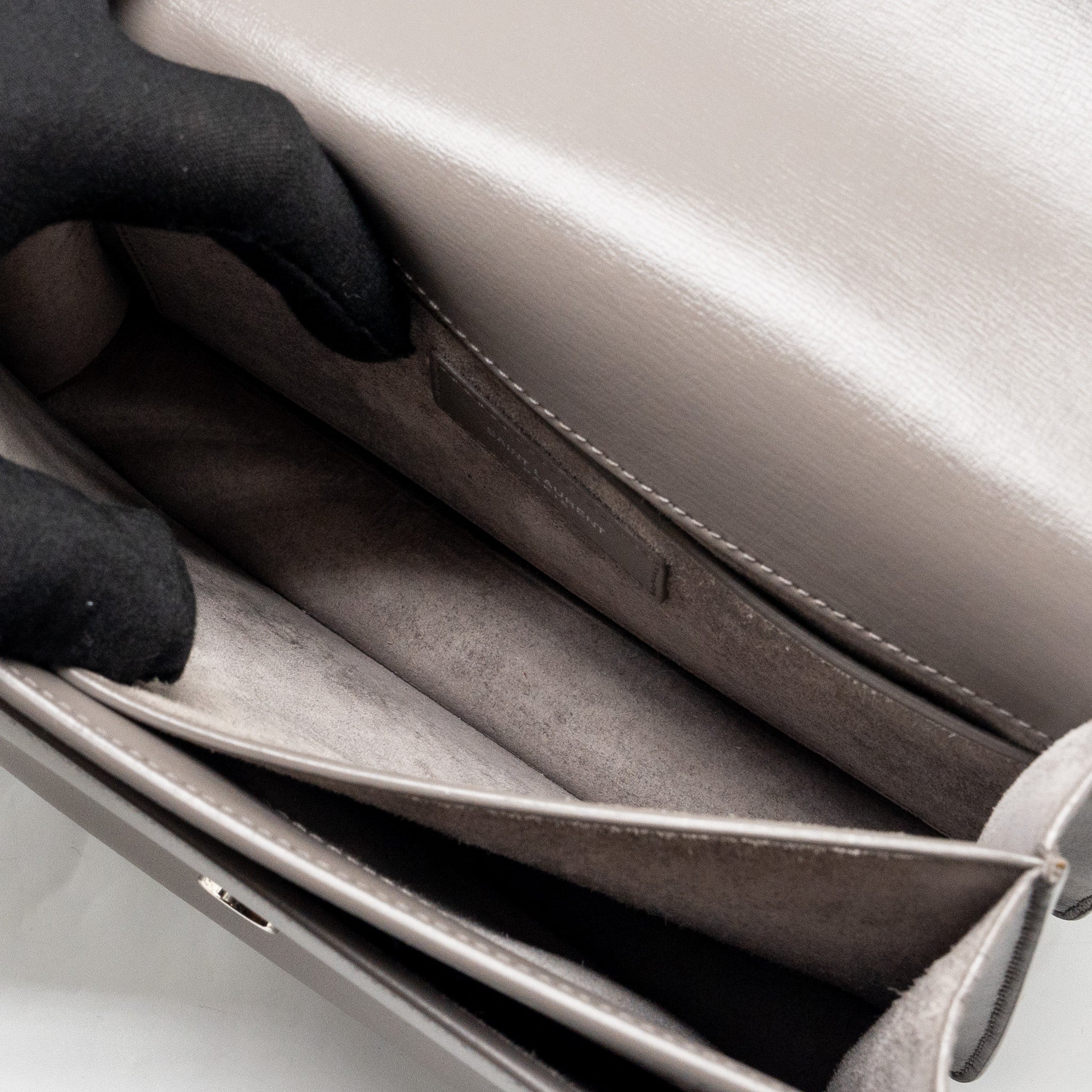 SAINT LAURENT / YSL MEDIUM SUNSET BAG CALFSKIN GREY SHW