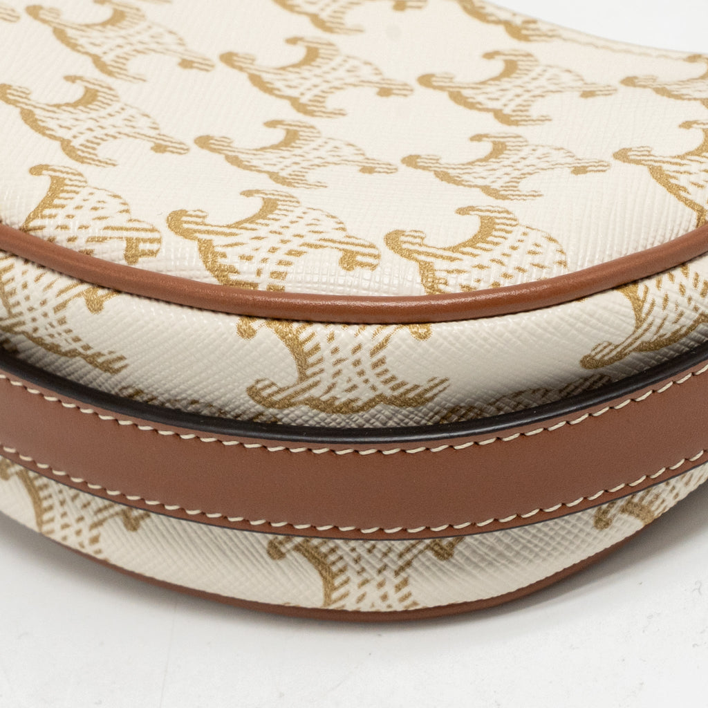 CELINE MINI AVA BAG TRIOMPHE CANVAS/CALFSKIN WHITE/BROWN GHW