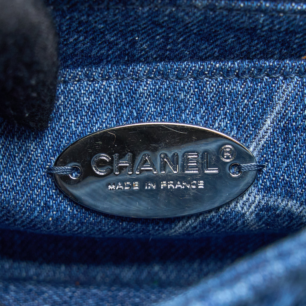 CHANEL 20B MINI SQUARE FLAP BAG CC PRINT DENIM BLUE SHW