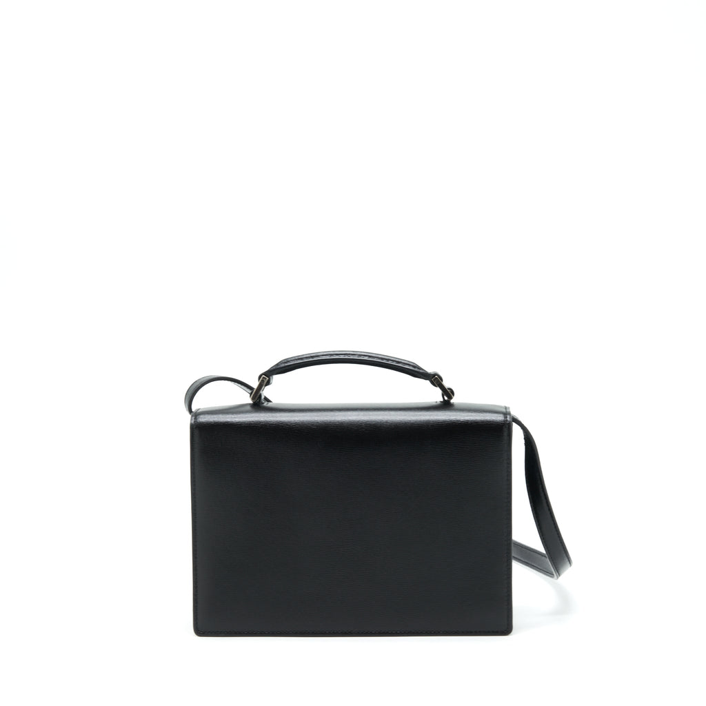 SAINT LAURENT/YSL BELLACHASSE CALFSKIN BLACK RUTHENIUM SLIVER HARDWARE