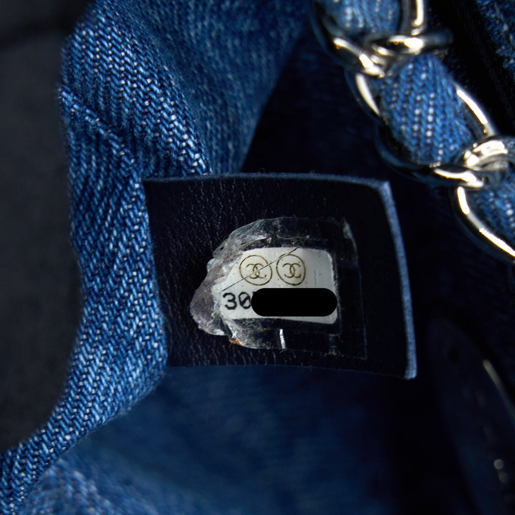 CHANEL 20B MINI SQUARE FLAP BAG CC PRINT DENIM BLUE SHW