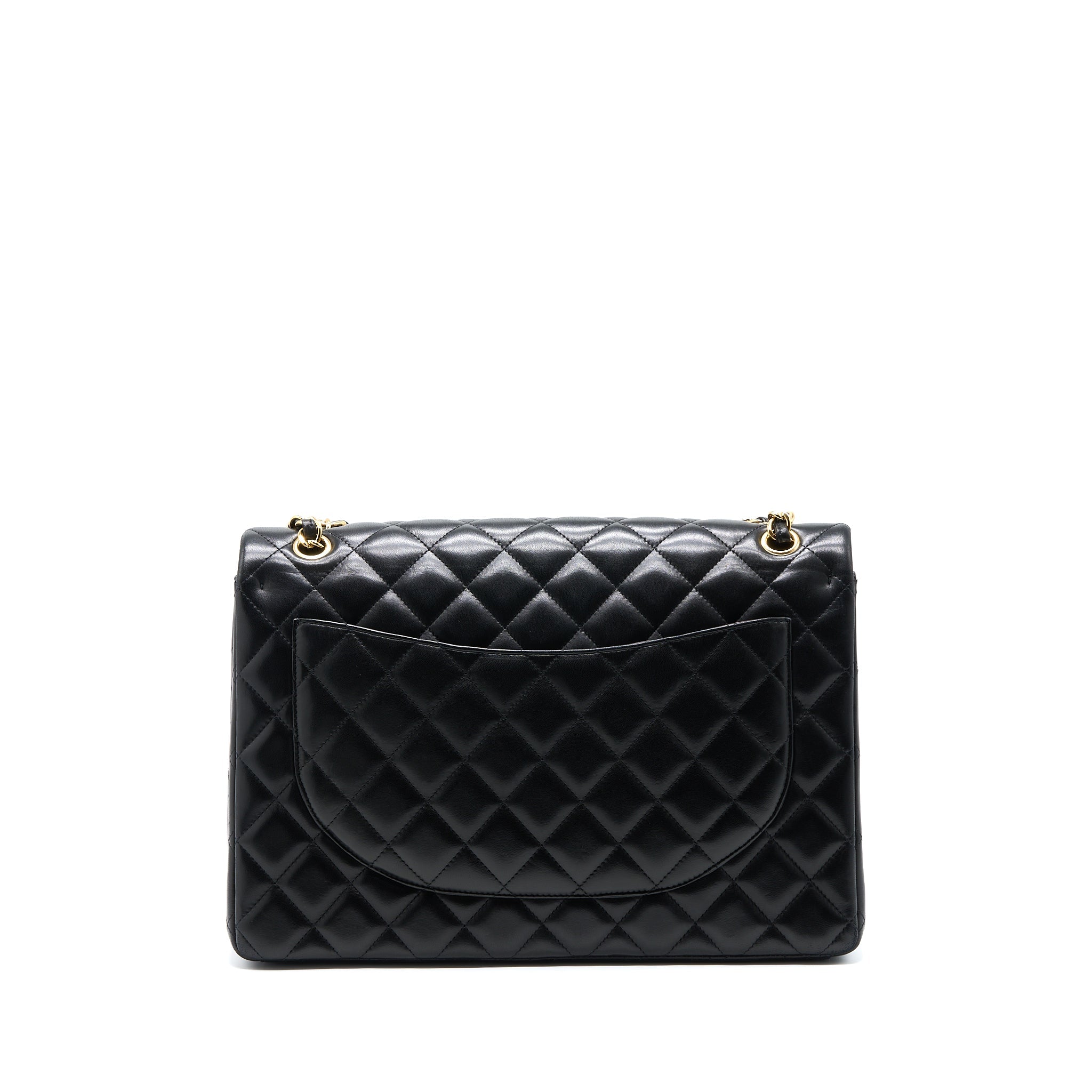CHANEL MAXI CLASSIC DOUBLE FLAP BAG LAMBSKIN BLACK GHW