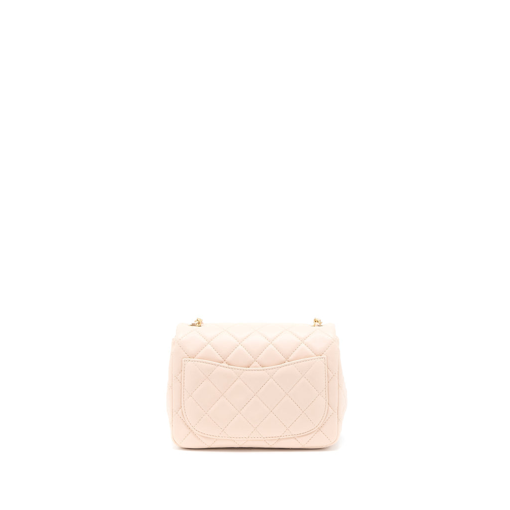 CHANEL PEARL CRUSH MINI SQUARE LAMBSKIN LIGHT BEIGE BRUSHED GHW(MICROCHIP)