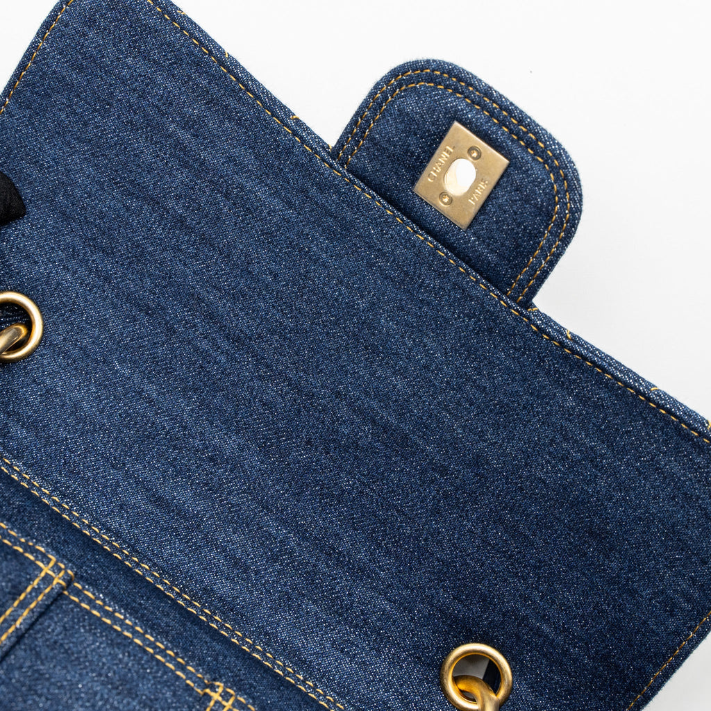 CHANEL 23S FLAP BACKPACK DENIM BLUE BRUSHED GHW (MICROCHIP)