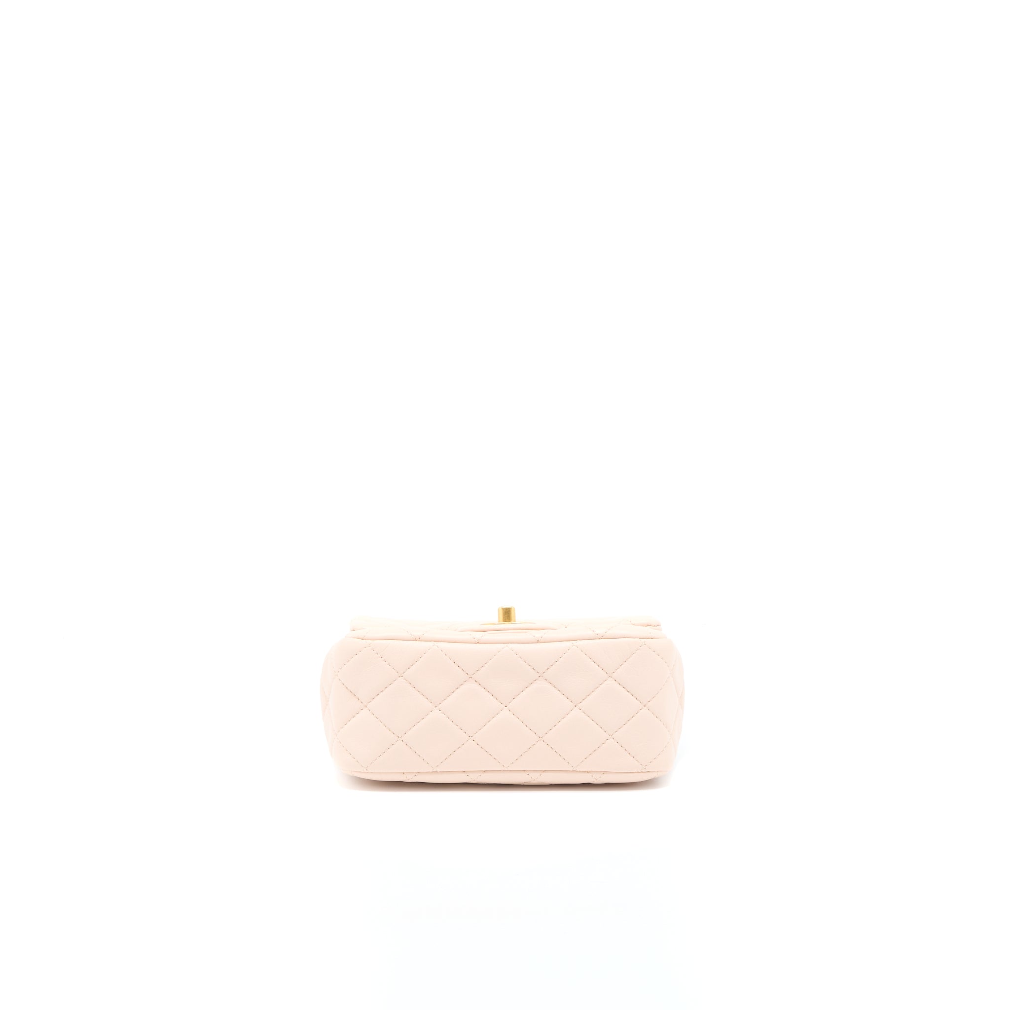CHANEL PEARL CRUSH MINI SQUARE LAMBSKIN LIGHT BEIGE BRUSHED GHW(MICROCHIP)
