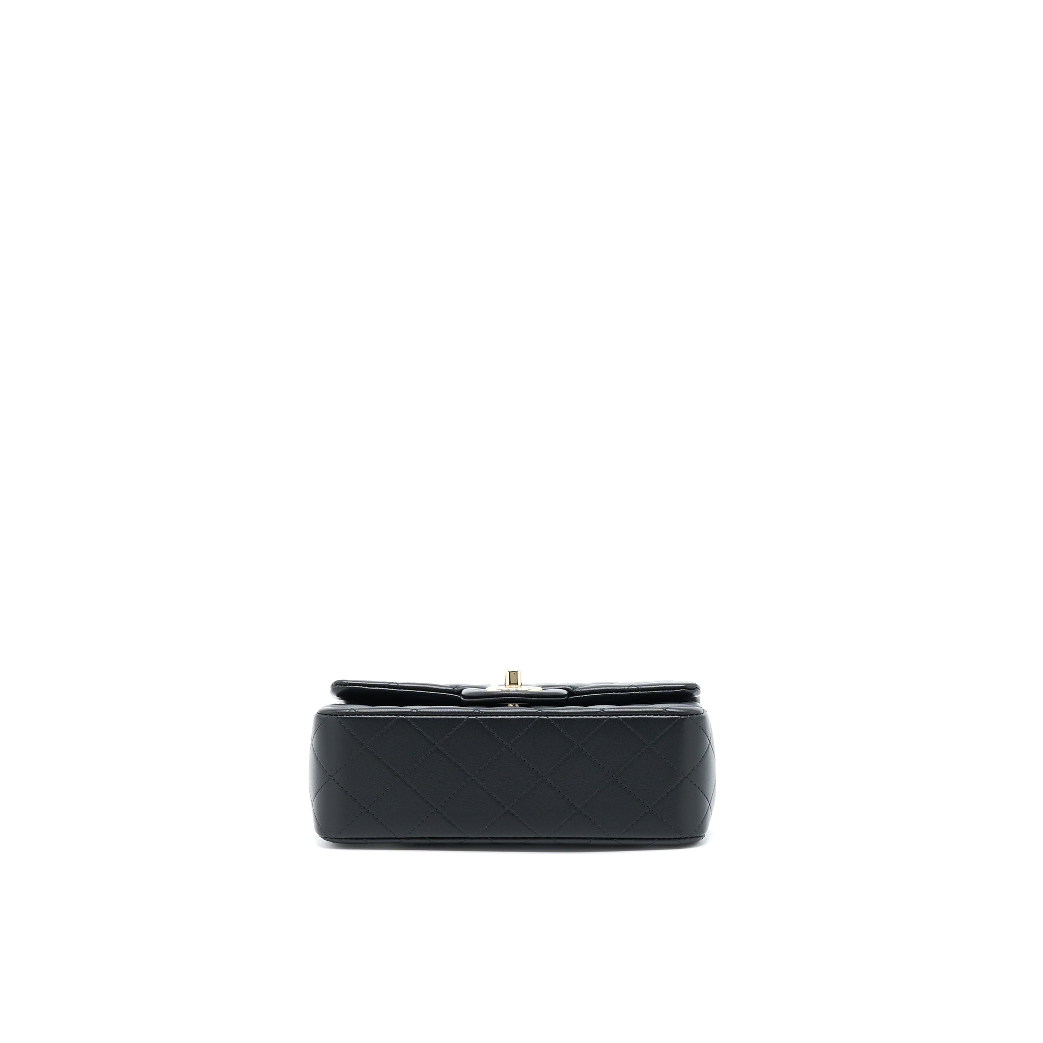 CHANEL TOP HANDLE MINI RECTANGULAR FLAP BAG LAMBSKIN BLACK LGHW (MICROCHIP)
