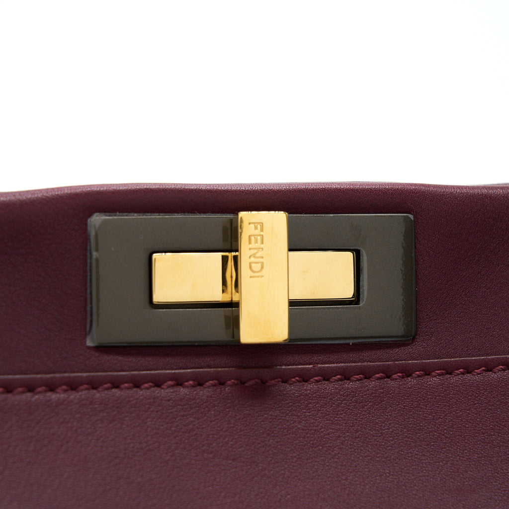 FENDI LARGE PEEKABOO TOTE BAG DARK RED