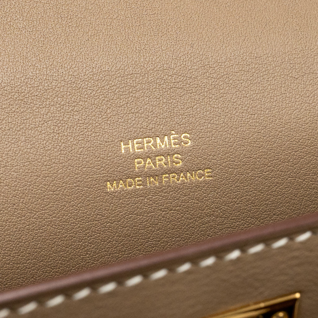 HERMES KELLY POCHETTE SWIFT ETOUPE GHW