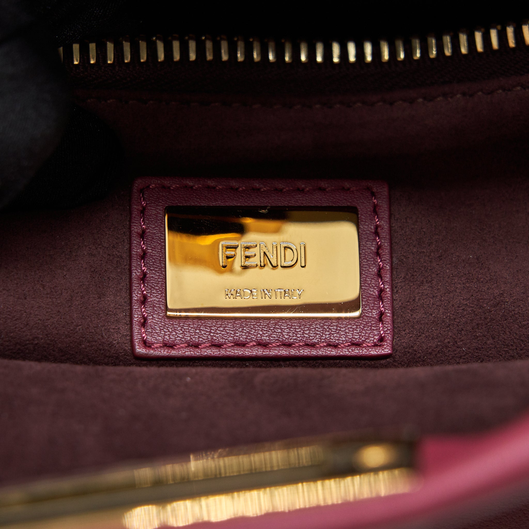 FENDI LARGE PEEKABOO TOTE BAG DARK RED