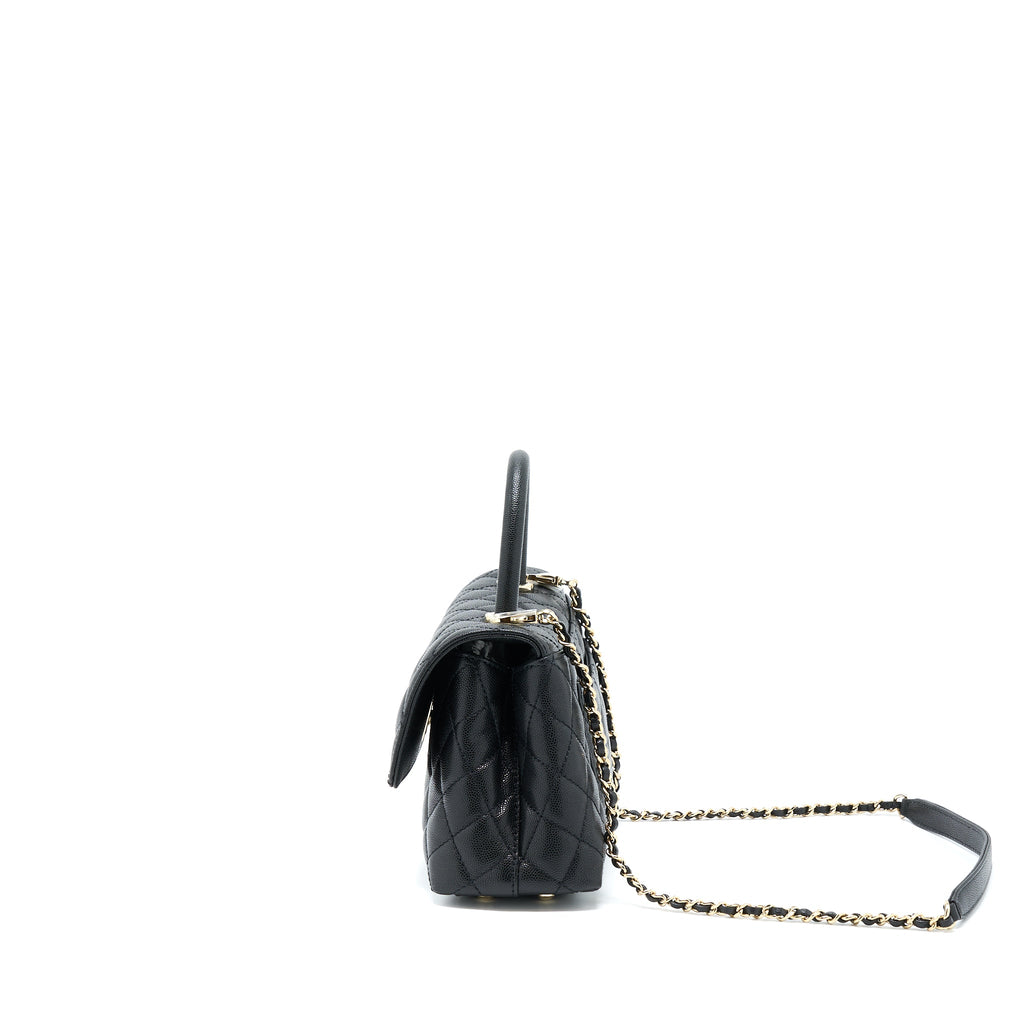CHANEL SMALL COCO HANDLE CAVIAR BLACK LGHW (MICROCHIP)