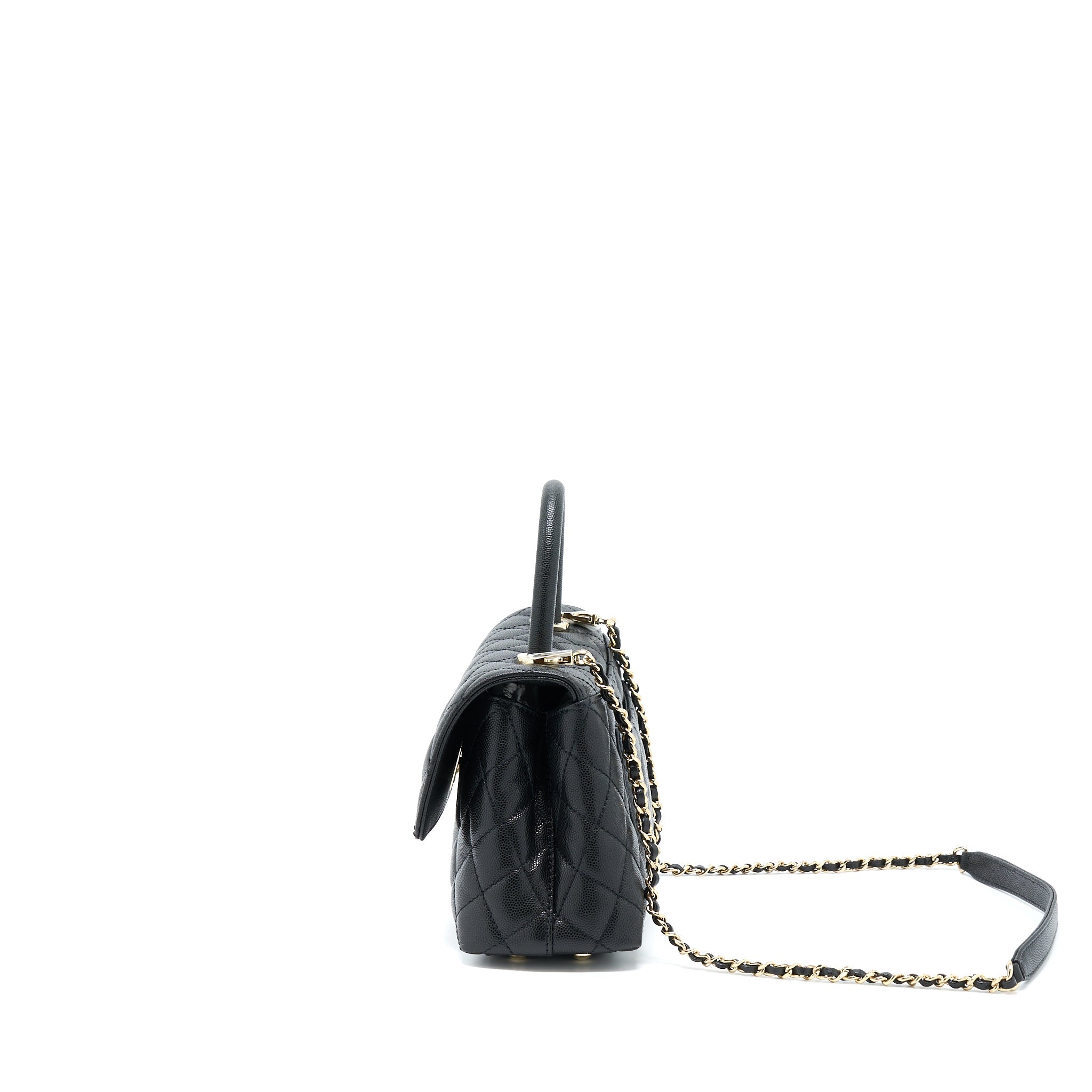 CHANEL SMALL COCO HANDLE CAVIAR BLACK LGHW (MICROCHIP)