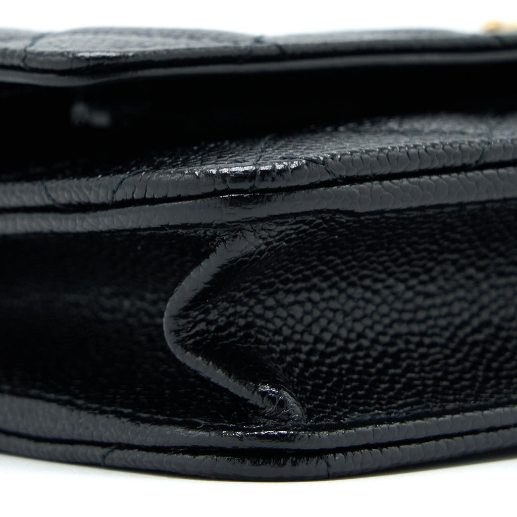 CHANEL LETTER TOP HANDLE WALLET ON CHAIN CAVIAR BLACK GHW