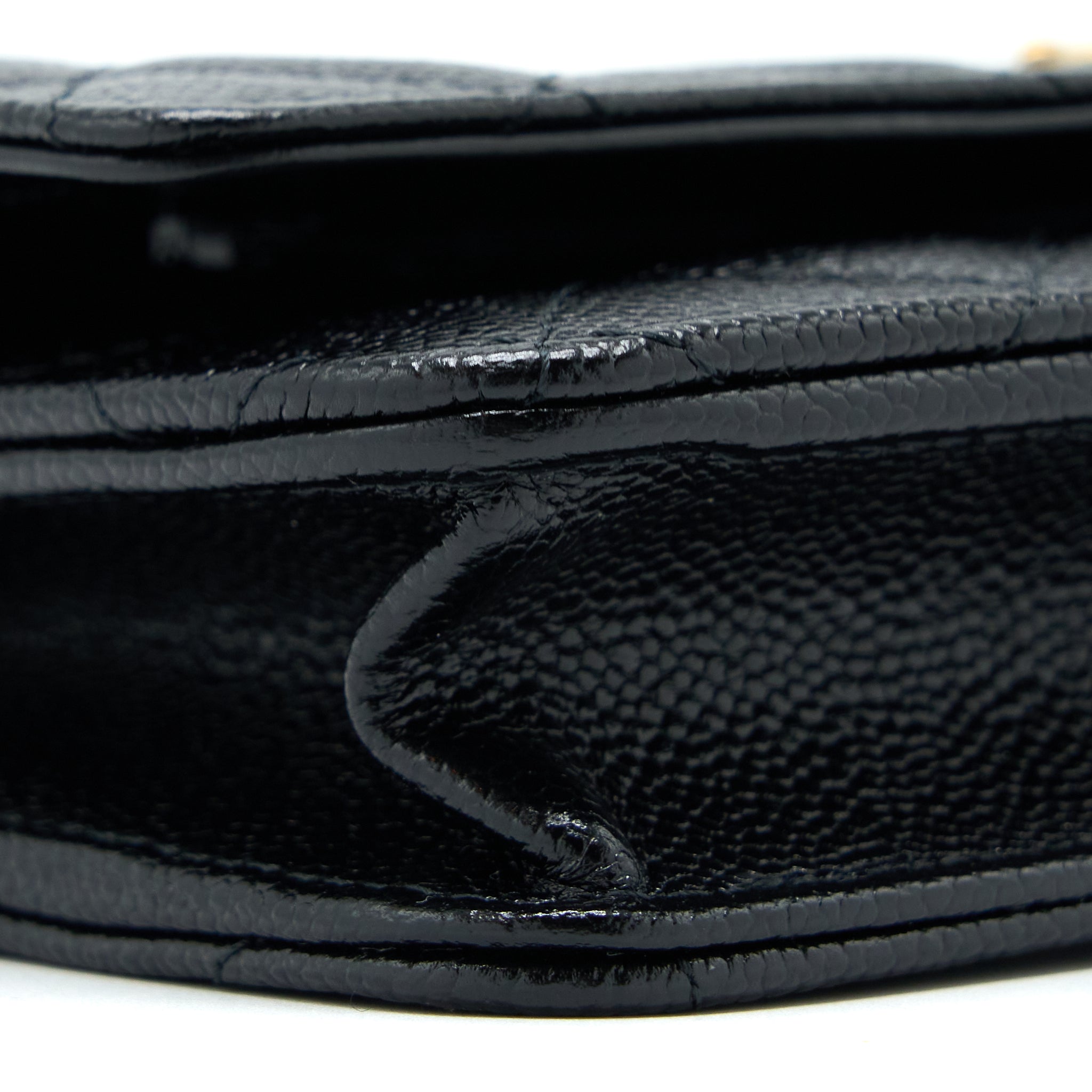 CHANEL LETTER TOP HANDLE WALLET ON CHAIN CAVIAR BLACK GHW