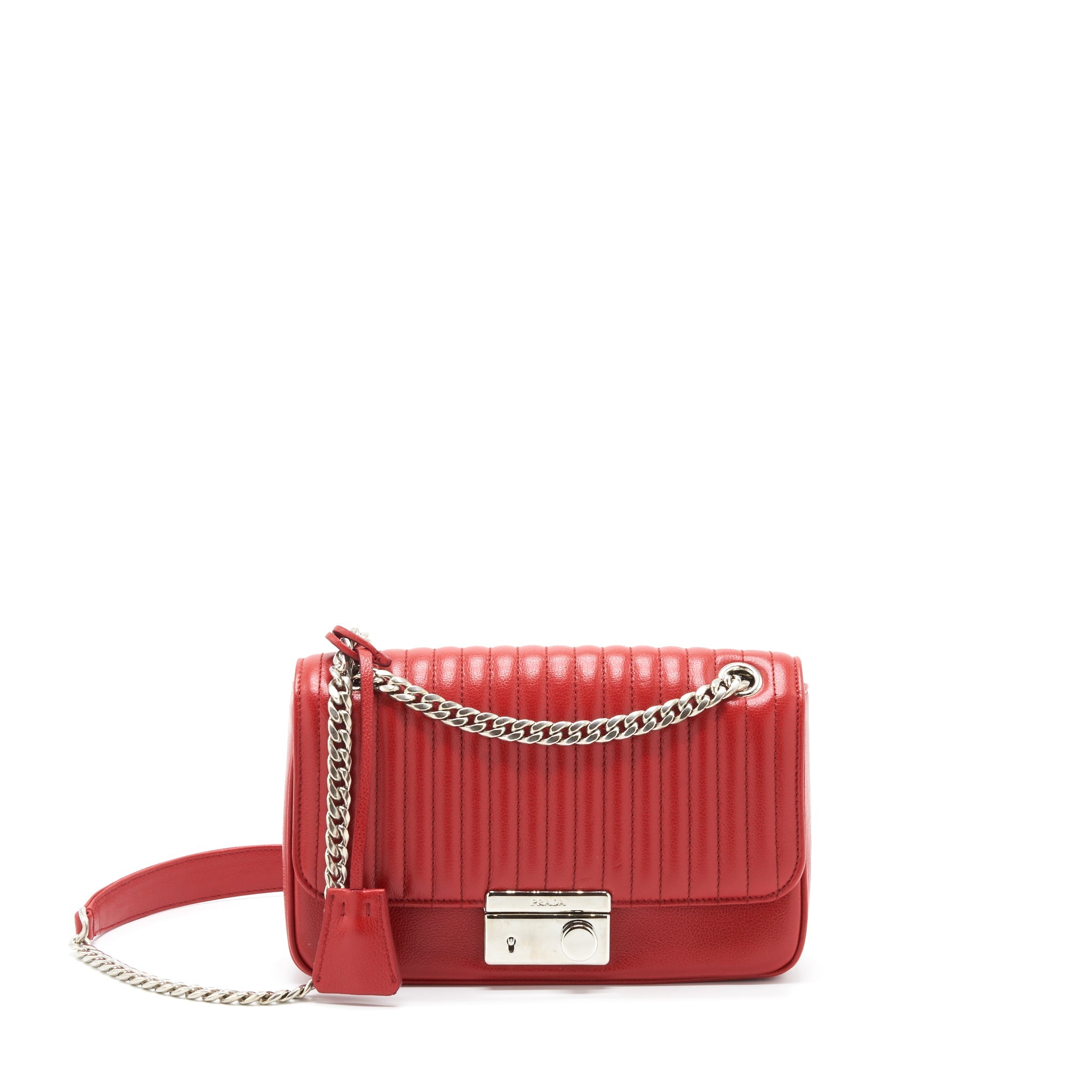 PRADA GLACÉ CROSSBODY BAG CALFSKIN RED SHW