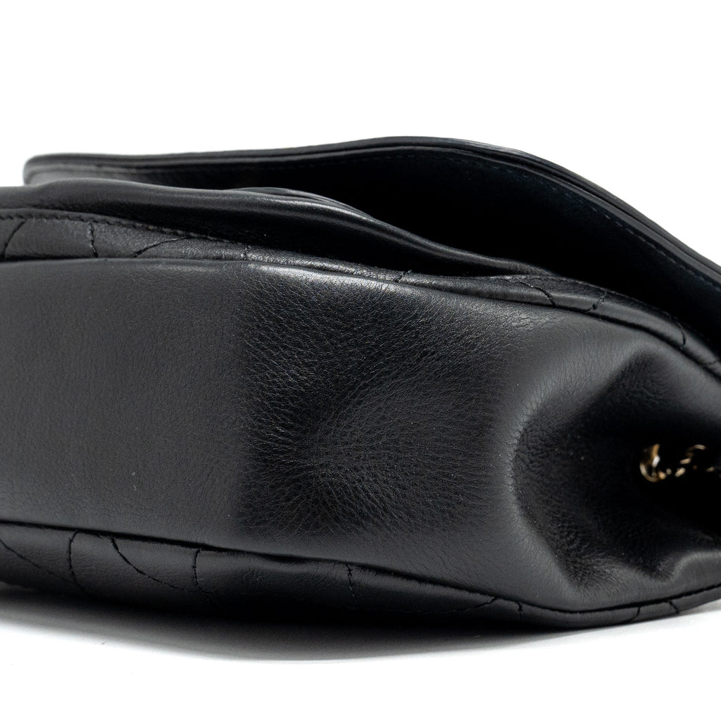 CHANEL HALF MOON QUILTED FLAP BAG GRAINED CALFSKIN BLACK GHW