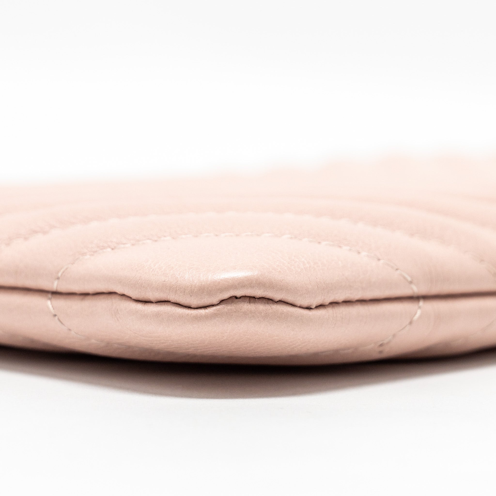 CHANEL CHEVRON ZIP CLUTCH CALFSKIN LIGHT PINK GHW