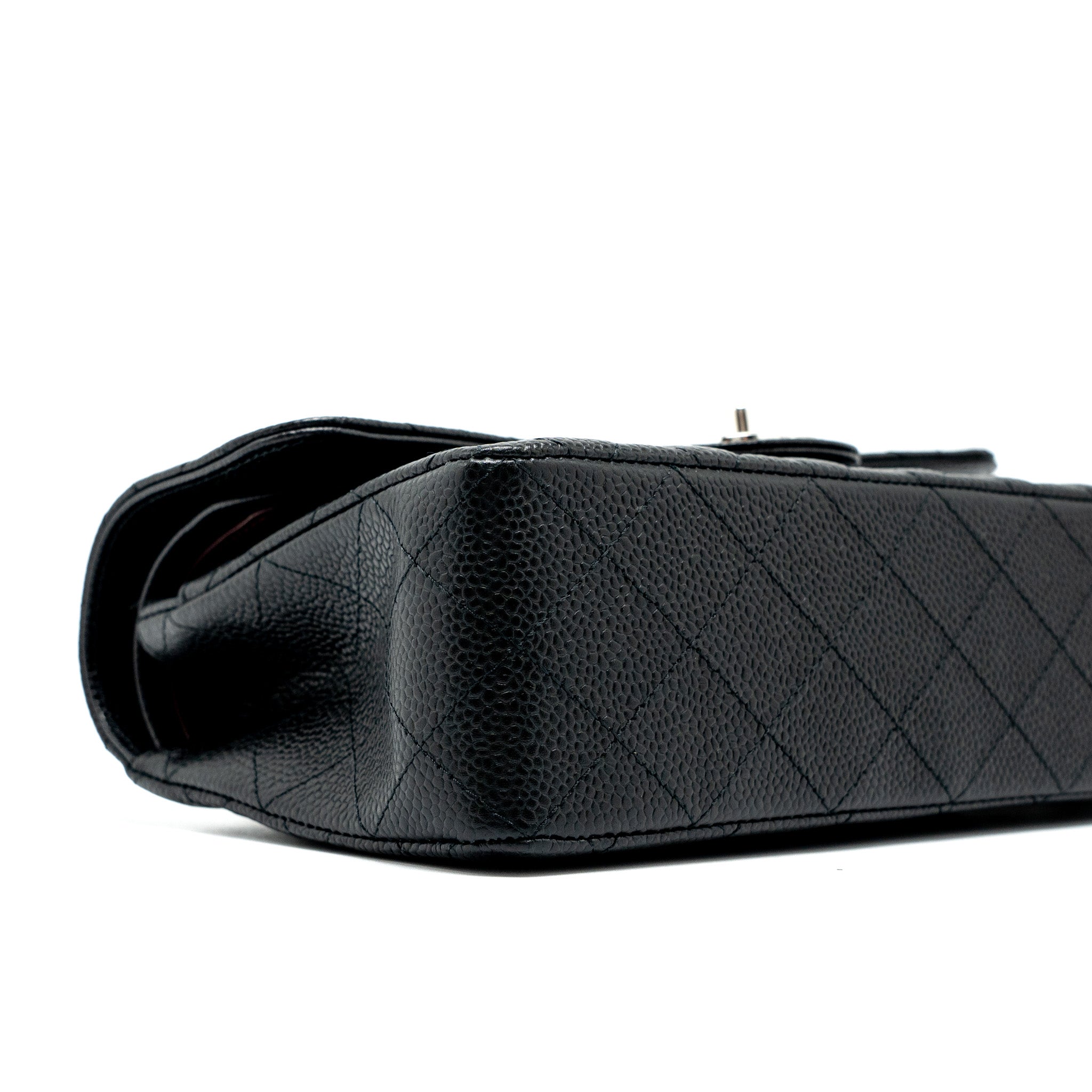 CHANEL SMALL CLASSIC DOUBLE FLAP BAG CAVIAR BLACK SHW (MICROCHIP)