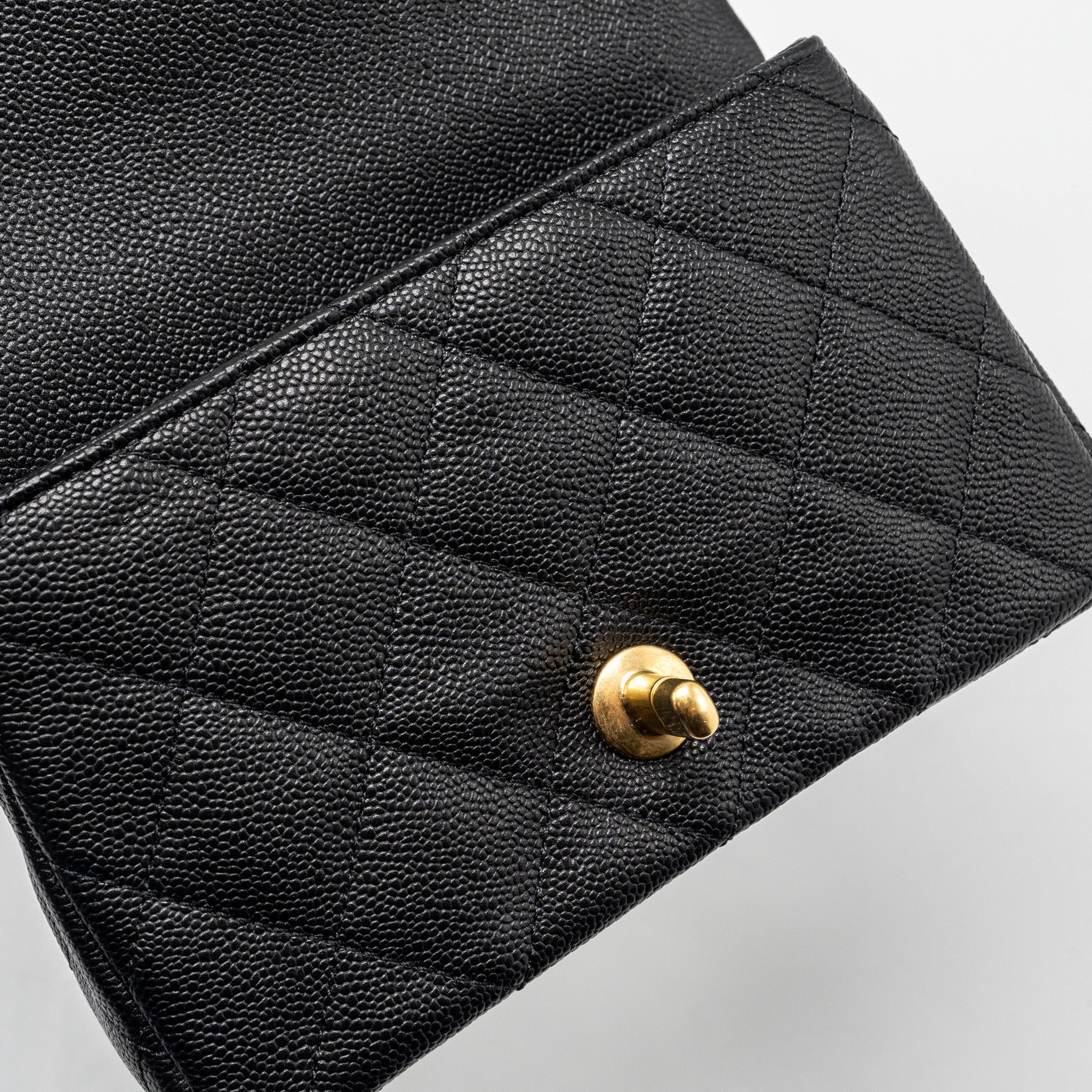 CHANEL 24P COCO LOVE MINI FLAP BAG ADJUSTABLE CHAIN CAVIAR BLACK GHW (MICROCHIP)