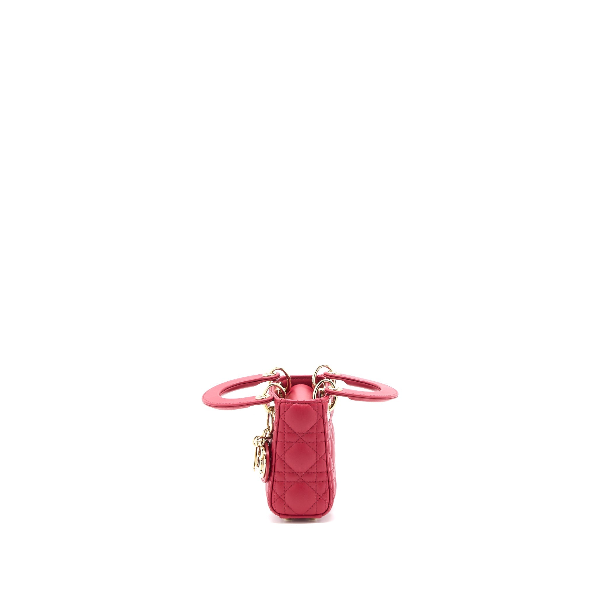 DIOR MICRO LADY DIOR BAG CANNAGE LAMBSKIN RED LGHW