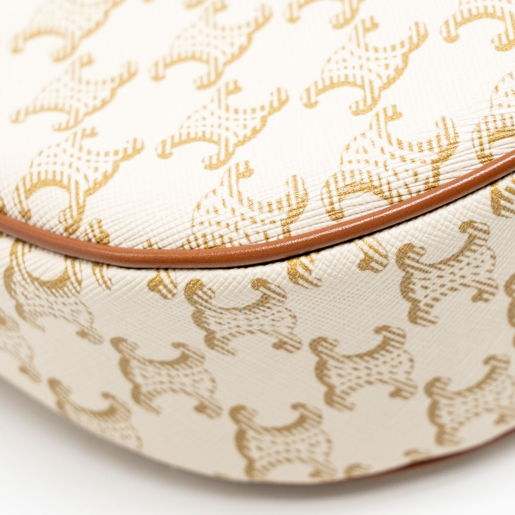 CELINE AVA BAG TRIOMPHE CANVAS/CALFSKIN WHITE/BROWN GHW