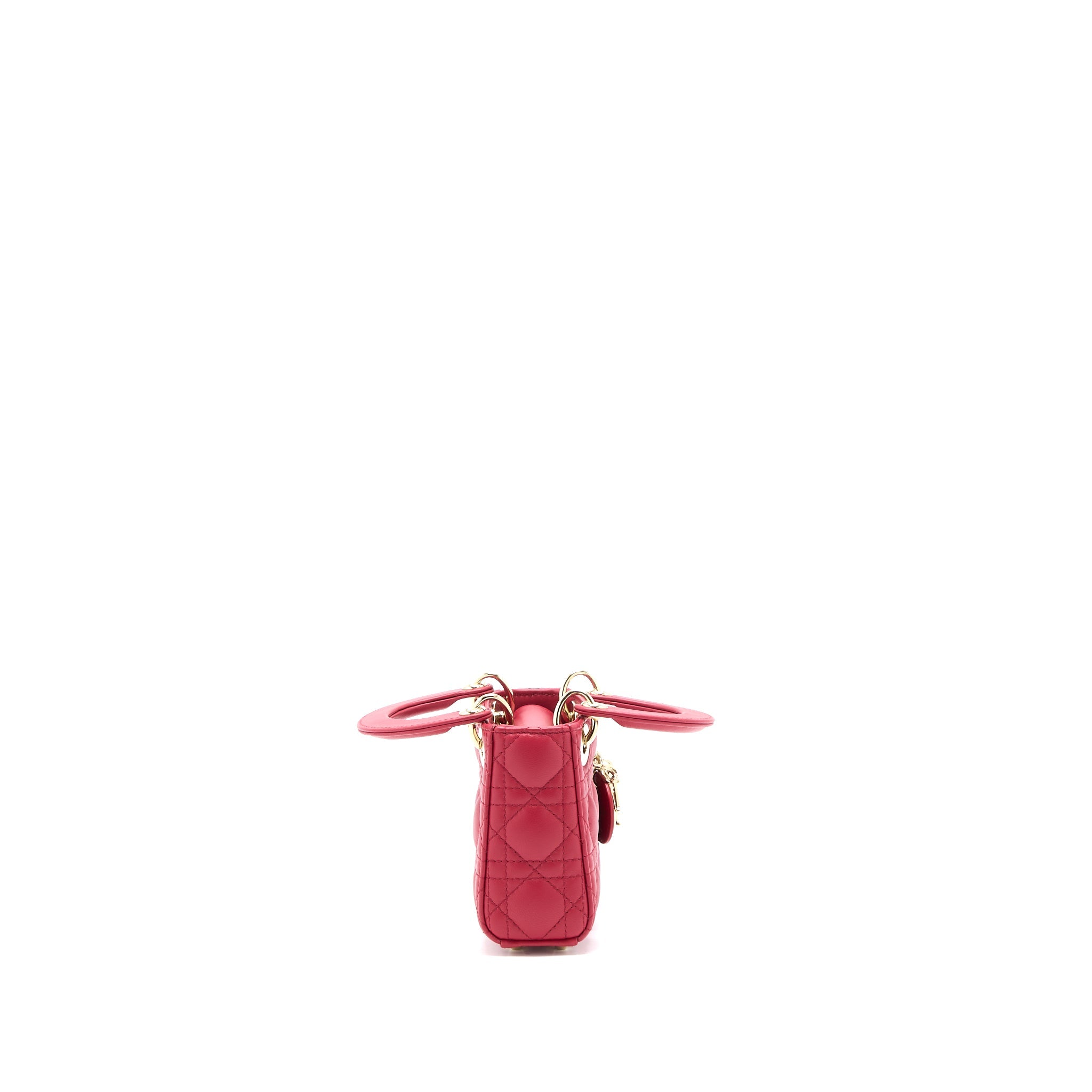 DIOR MICRO LADY DIOR BAG CANNAGE LAMBSKIN RED LGHW
