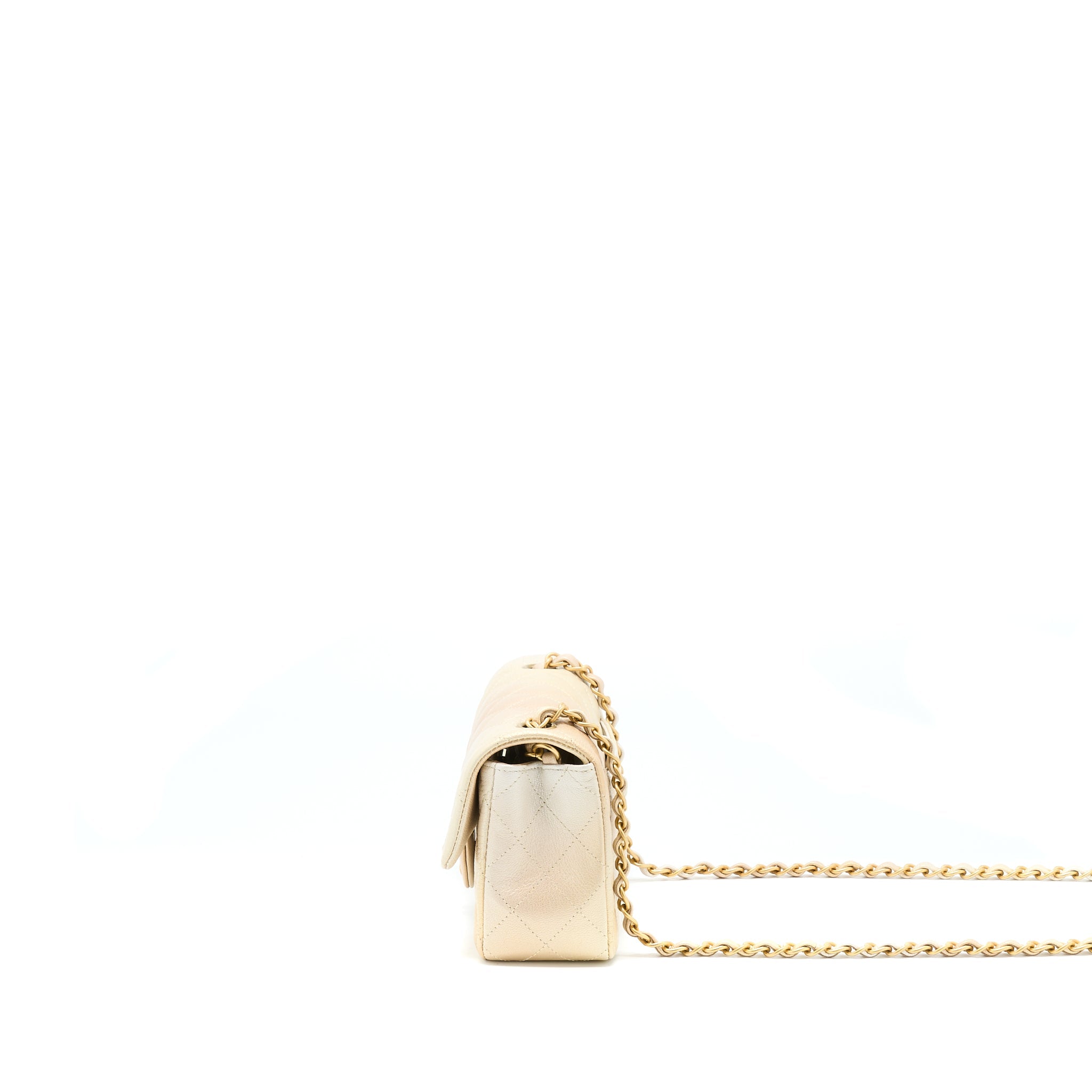 CHANEL 22C MINI RECTANGULAR FLAP BAG GOATSKIN OMBRE BEIGE BRUSHED GHW(MICROCHIP)