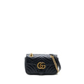 GUCCI SMALL MARMONT SHOULDER BAG CALFSKIN BLACK GHW