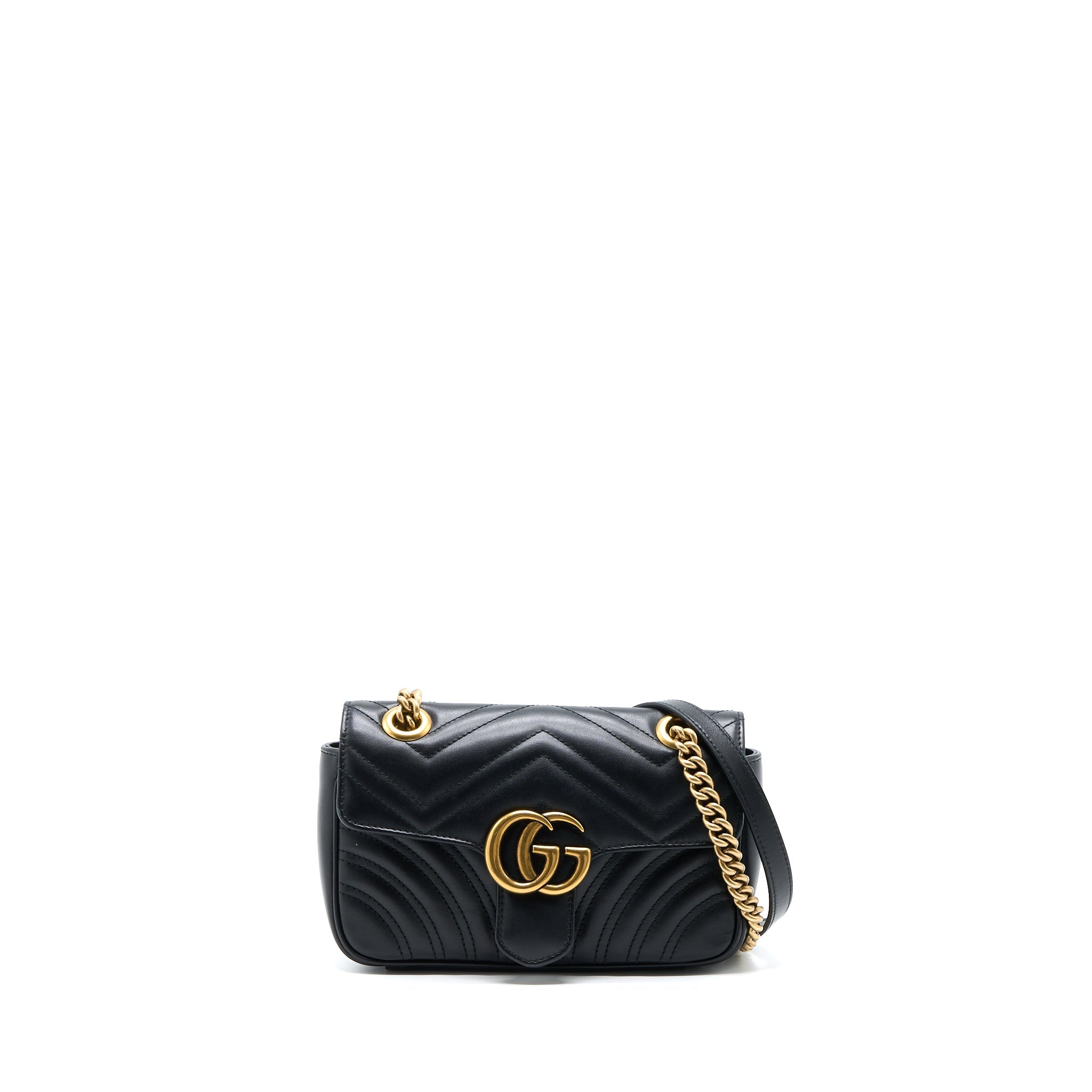 GUCCI SMALL MARMONT SHOULDER BAG CALFSKIN BLACK GHW