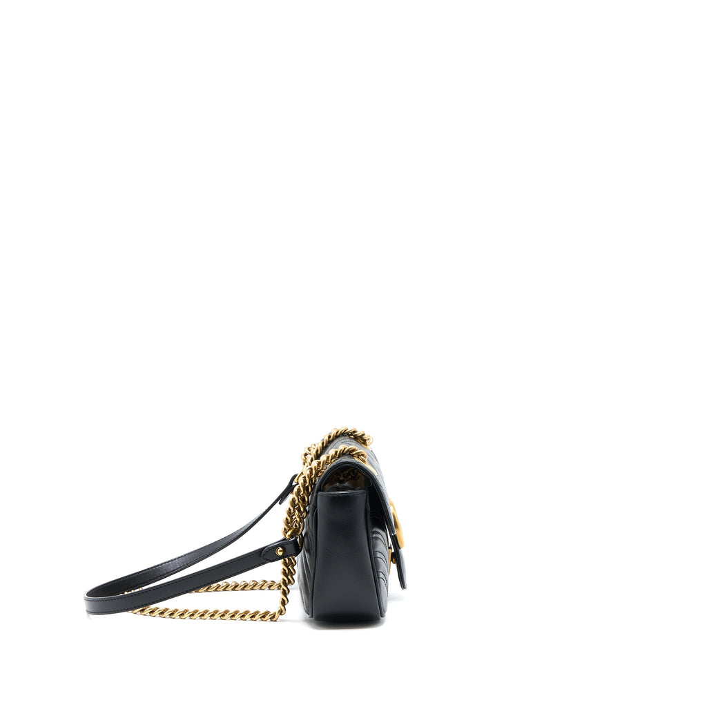GUCCI SMALL MARMONT SHOULDER BAG CALFSKIN BLACK GHW