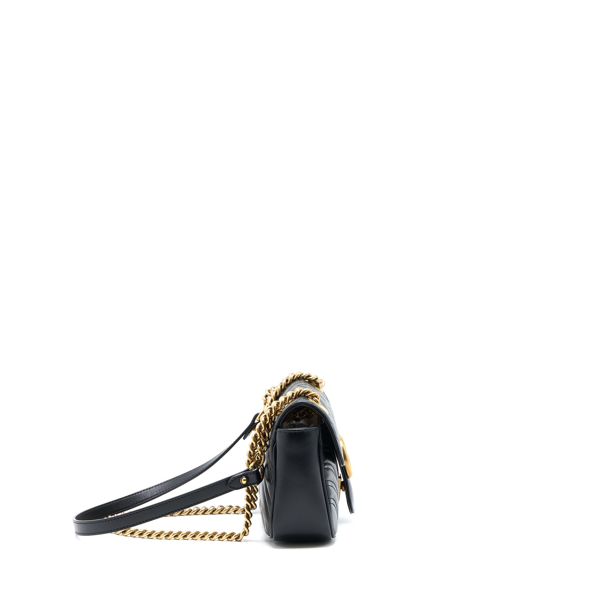 GUCCI SMALL MARMONT SHOULDER BAG CALFSKIN BLACK GHW