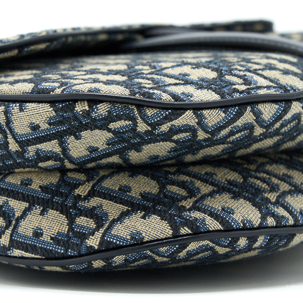 DIOR SADDLE BAG WITH REMOVABLE SHOULDER STRAP BLUE OBLIQUE JACQUARD GHW