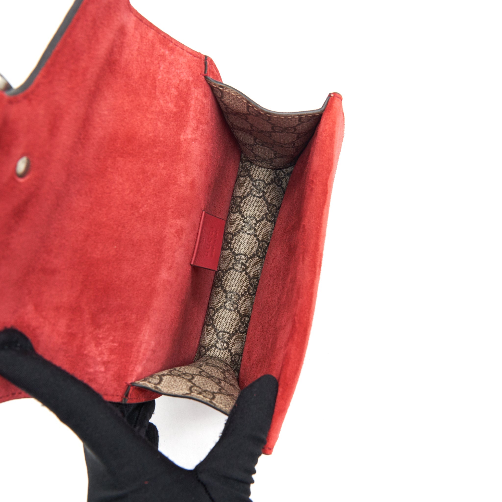GUCCI MINI DIONYSUS RED SUEDE CROSSBODY BAG