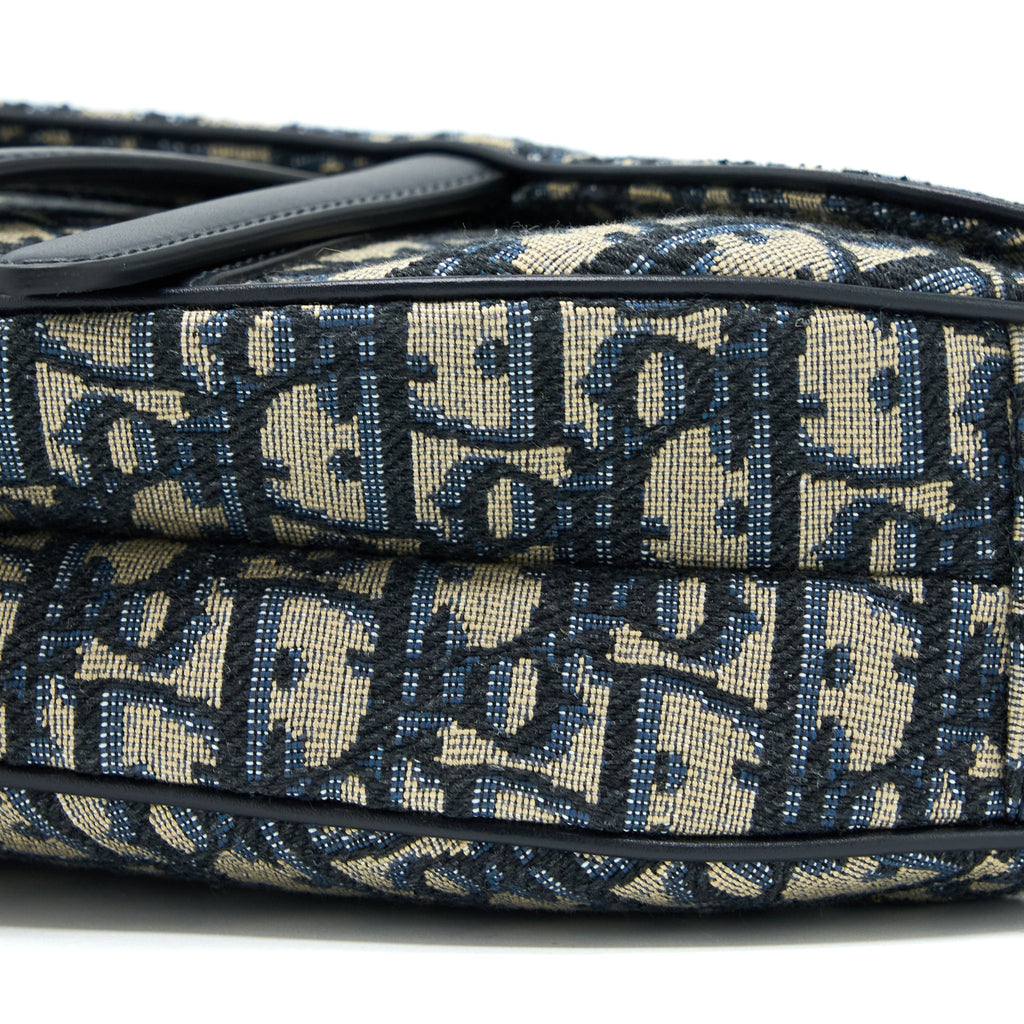 DIOR SADDLE BAG WITH REMOVABLE SHOULDER STRAP BLUE OBLIQUE JACQUARD GHW