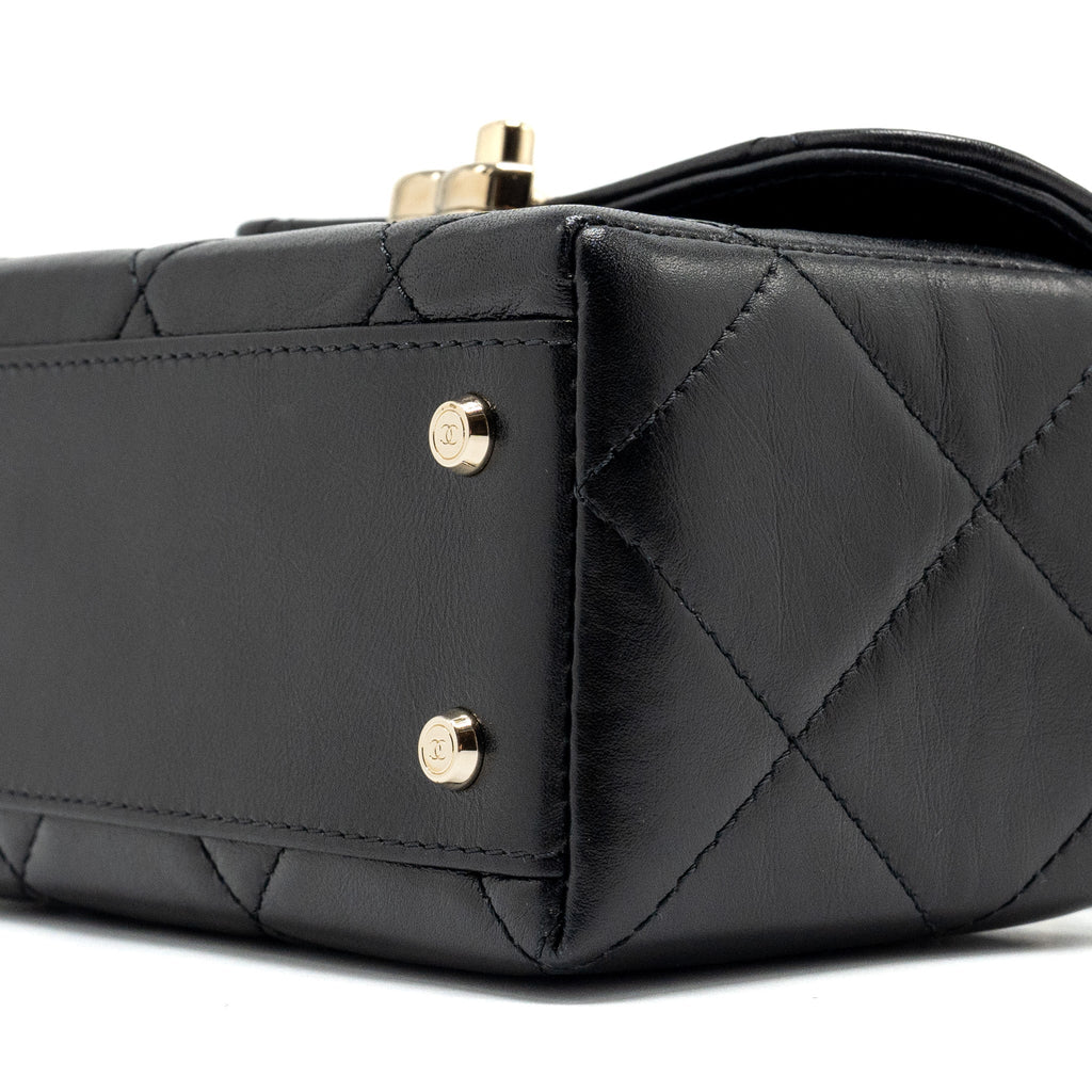 CHANEL 23K TOP HANDLE VANITY BAG SHINY CALFSKIN BLACK GHW (MICROCHIP)