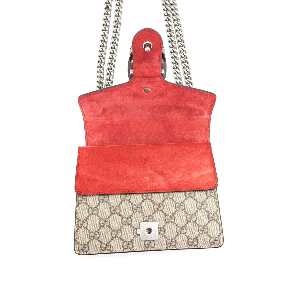 GUCCI MINI DIONYSUS RED SUEDE CROSSBODY BAG