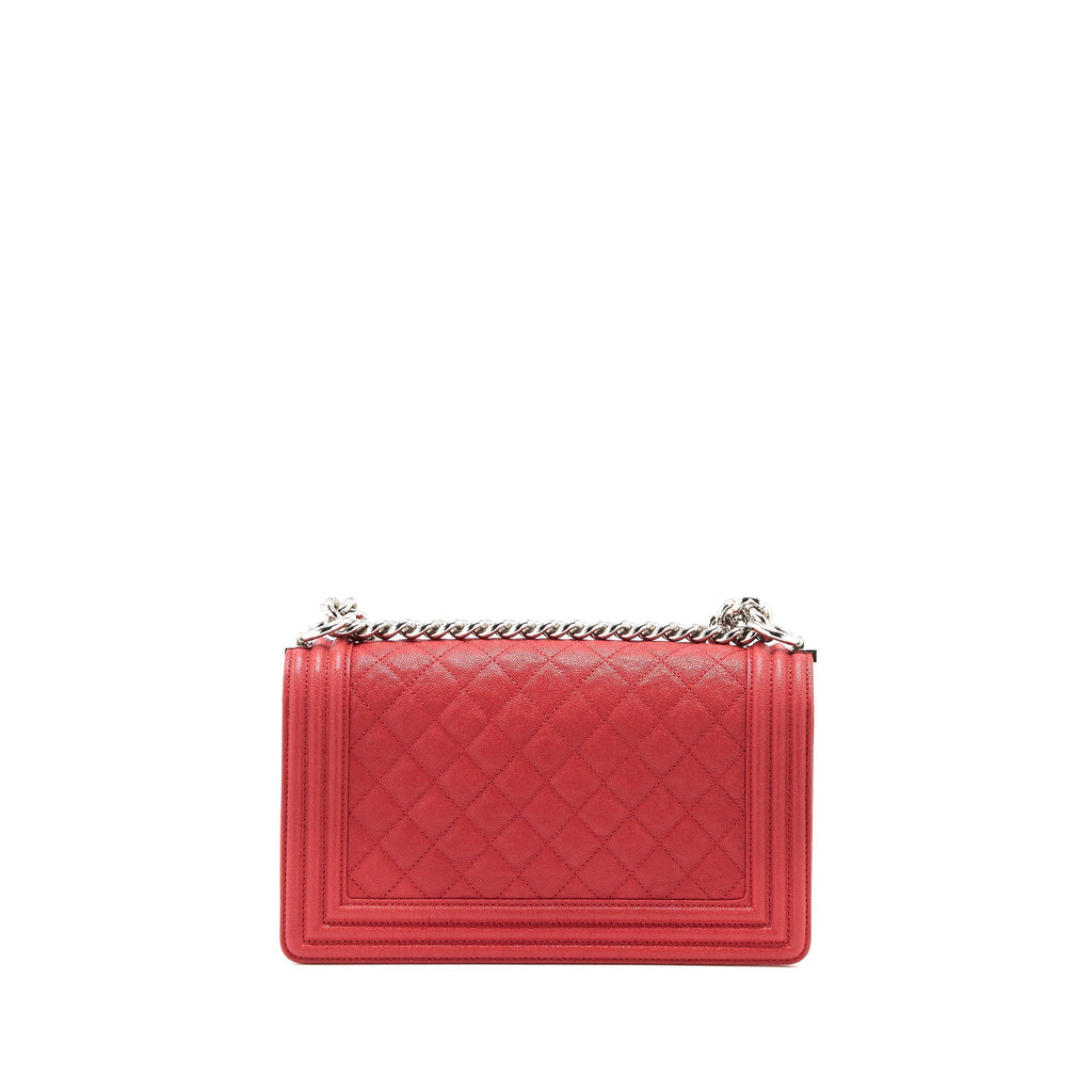 CHANEL MEDIUM BOY BAG CAVIAR RED SHW