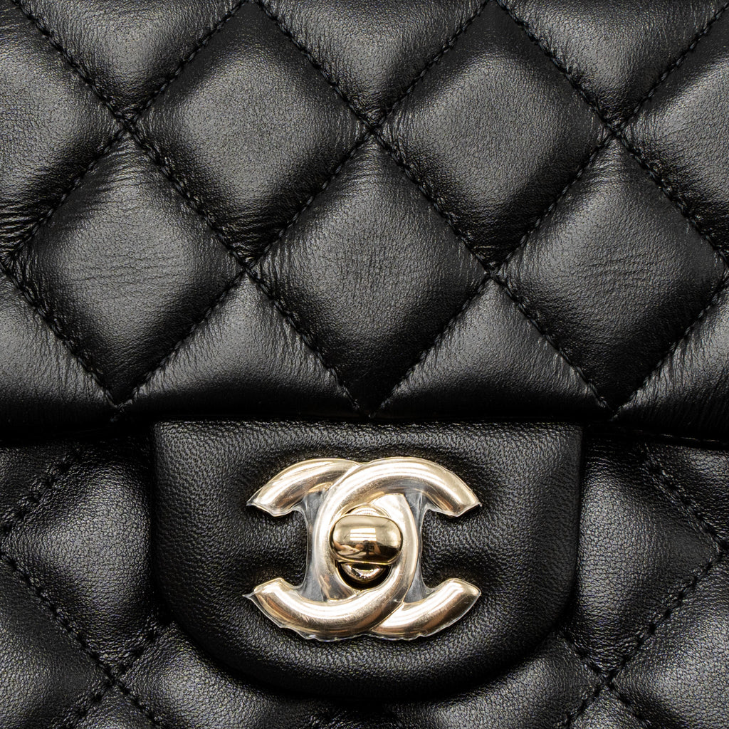 CHANEL MINI RECTANGULAR FLAP BAG LAMBSKIN BLACK LGHW (MICROCHIP)