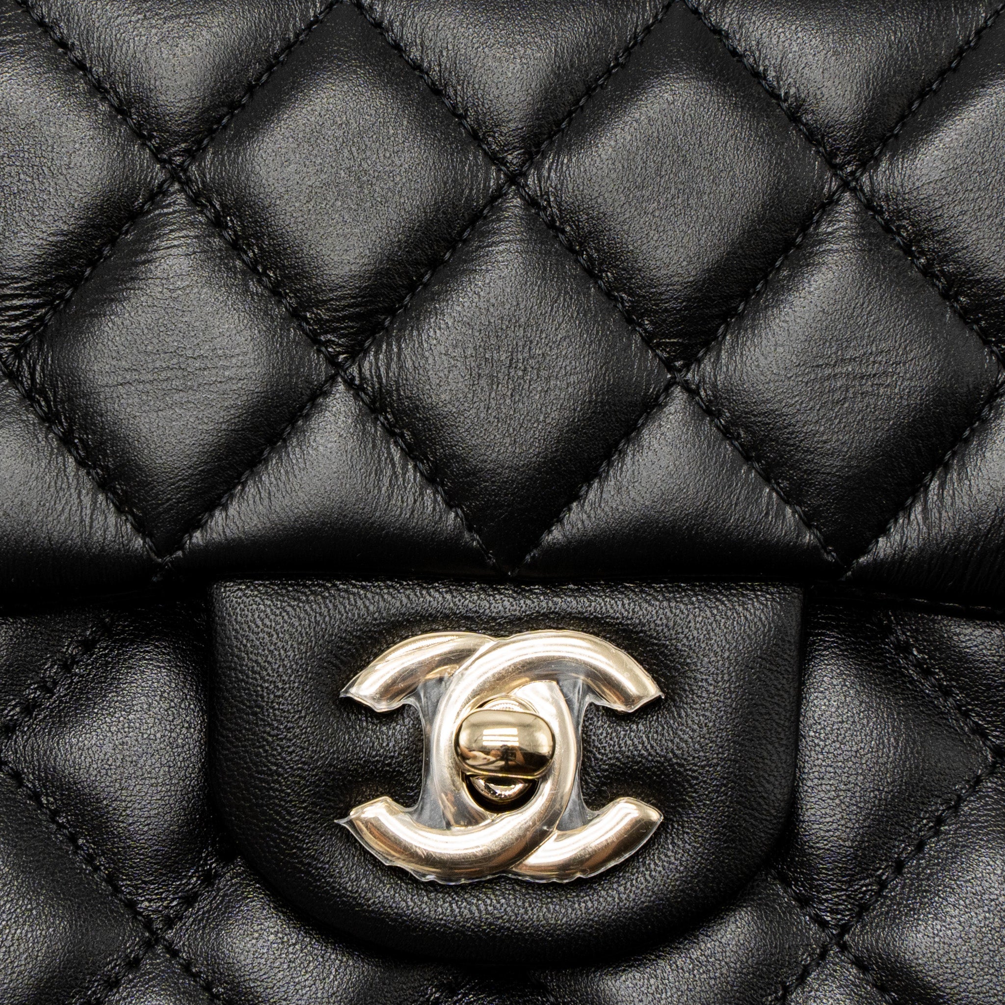 CHANEL MINI RECTANGULAR FLAP BAG LAMBSKIN BLACK LGHW (MICROCHIP)