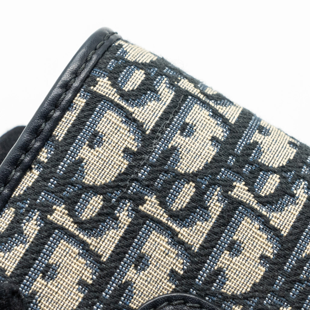 DIOR 30 MONTAIGNE POUCH WITH CHAIN CANVAS BLUE OBLIQUE GHW