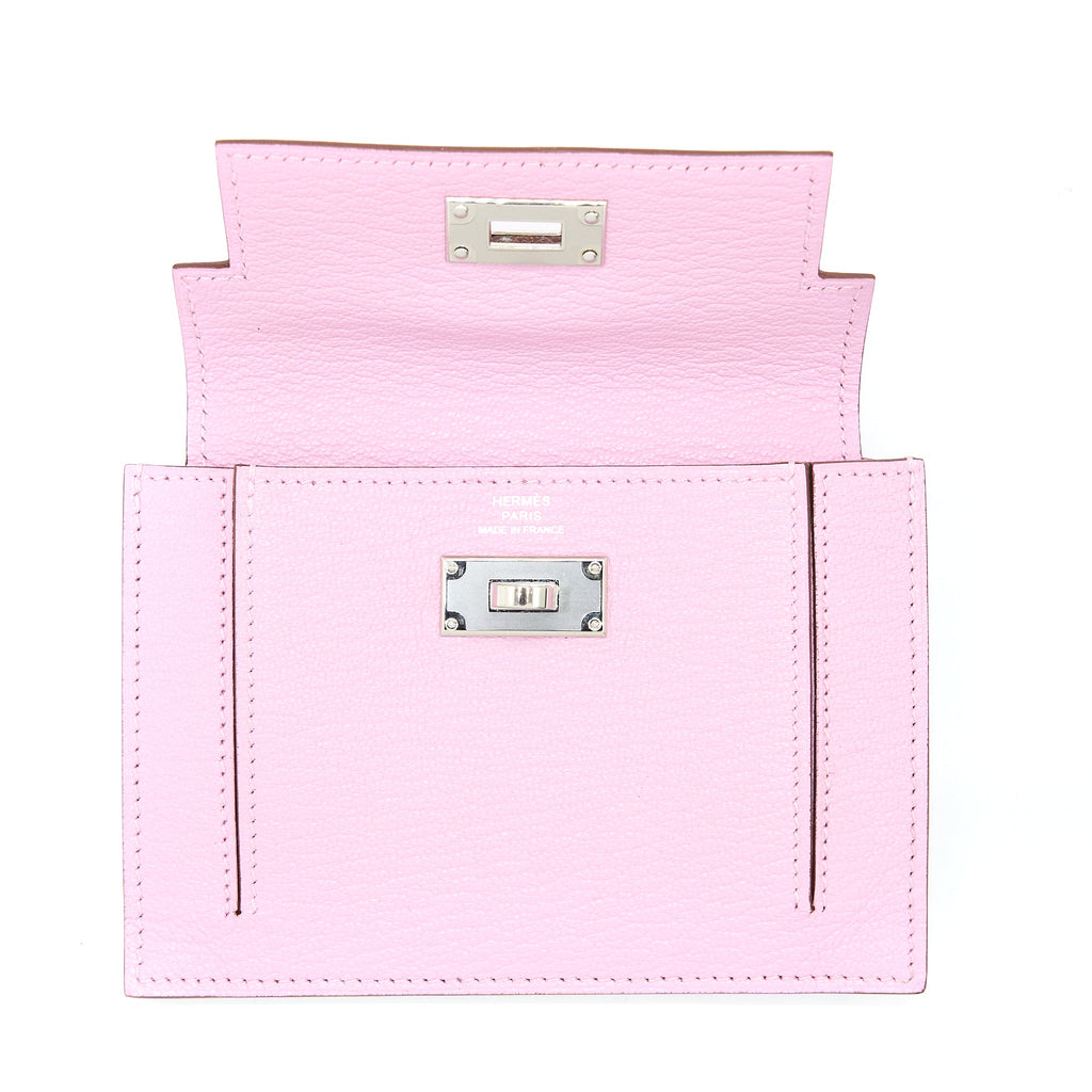 HERMES KELLY POCKET COMPACT CHEVRE MYSORE X9 MAUVE SYLVESTRE SHW