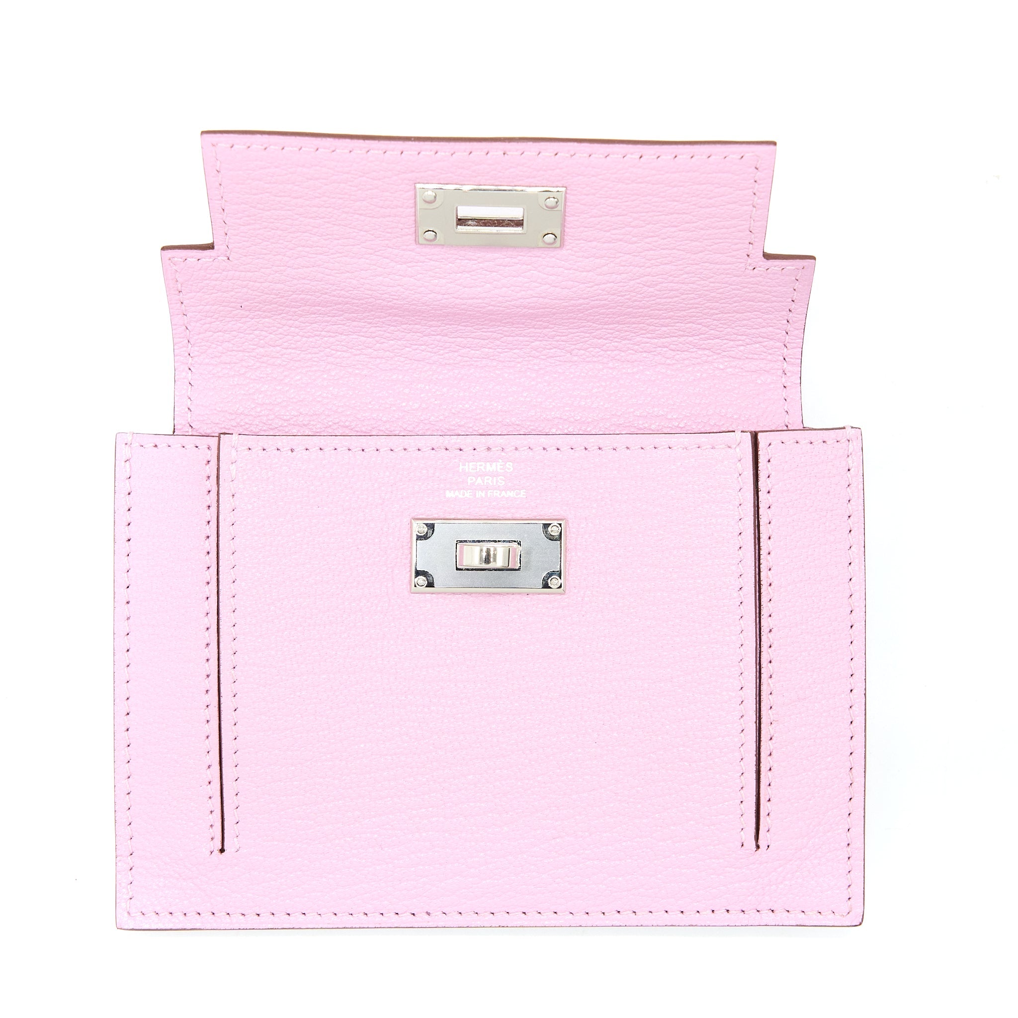 HERMES KELLY POCKET COMPACT CHEVRE MYSORE X9 MAUVE SYLVESTRE SHW