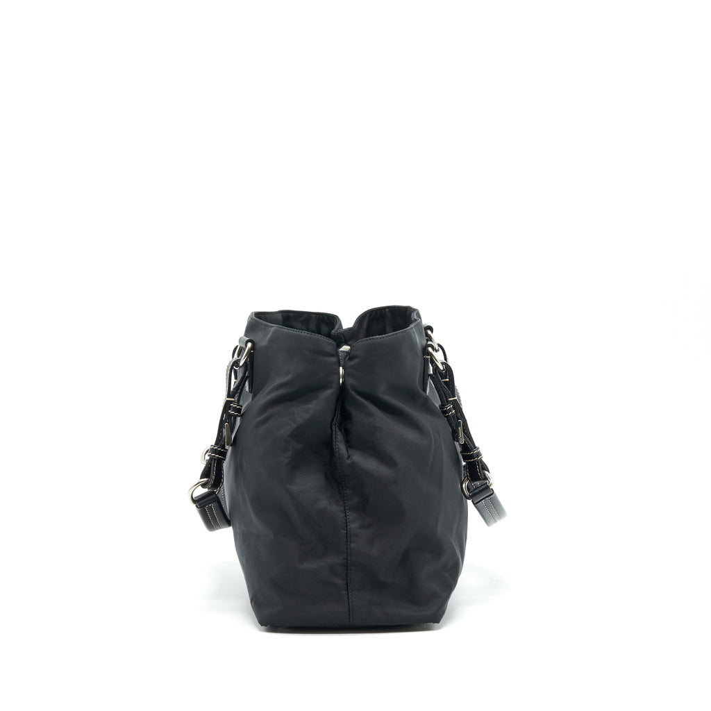 PRADA NYLON SHOULDER HAND BAG IN BLACK