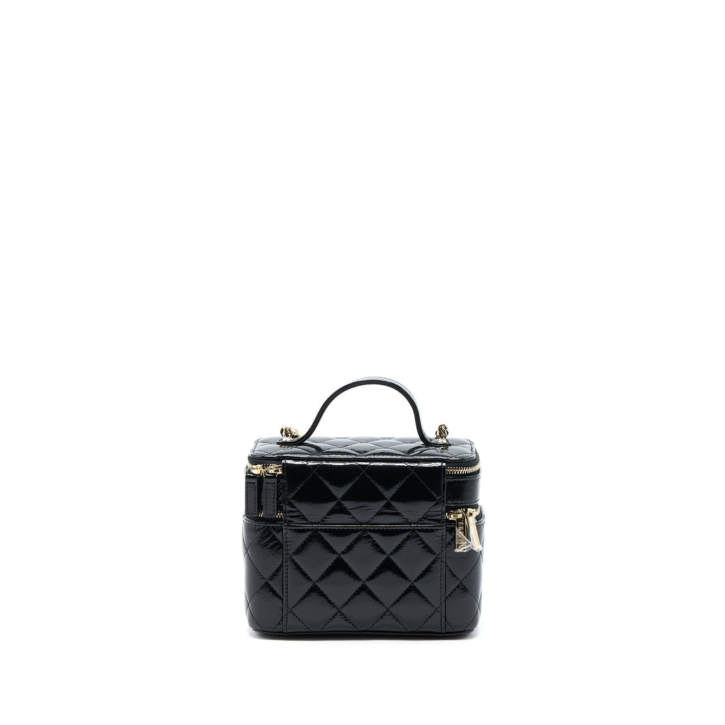 CHANEL VANITY CASE GLAZED LAMBSKIN BLACK LGHW